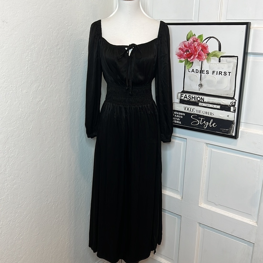 Bella Dahl Black Long Sleeve Midi Dress Size M